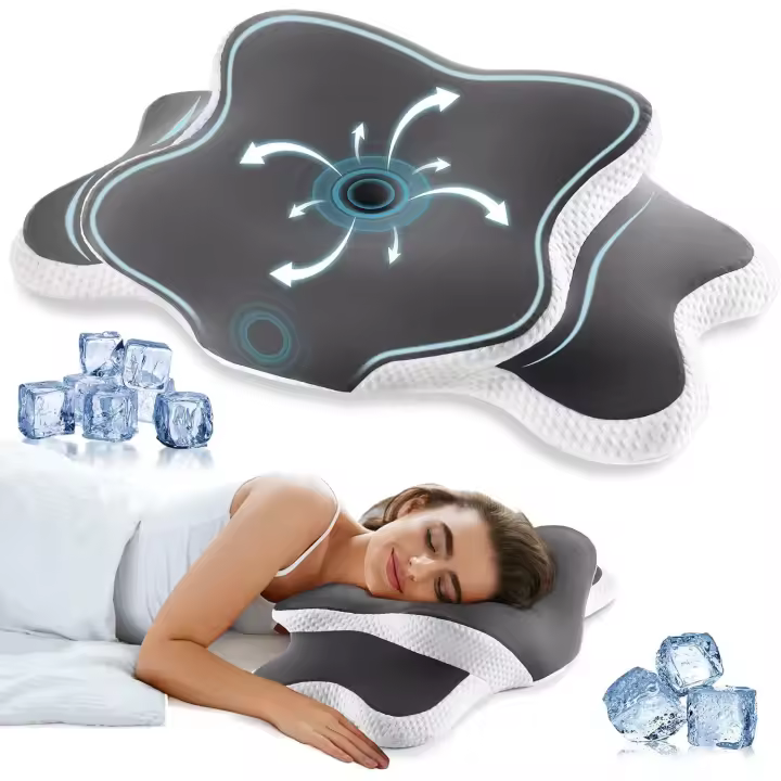 Almohada Cervical de Espuma Viscoelastica Memory Almohada Orthopedic para Soporte de Cuello Almohadas Ergonómico para Dormir de Lado y Boca Arriba 65*40*14/10cm - 1