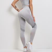 Pantalones De Yoga Sin Costuras Cintura Alta Para Mujer Leggings De Gimnasio Deporte Fitness Control De Abdomen Running Workout Tights Elásticos De Nylon Y Spandex - details 2