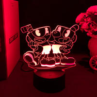 Lámpara De Noche LED 3D Figura De Juego Cuphead Mugman Decorativa Para Dormitorio De Niños Iluminación De Mesa Regalo De Cumpleaños Y Navidad - details 0