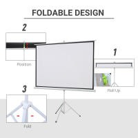 HOMCOM Pantalla para Proyector Plegable Manual 84” Pulgadas Pantalla de Proyección Formato 4:3 con Altura Ajustable Cine en Casa Presentaciones Películas 171x131 cm Blanco - details 3