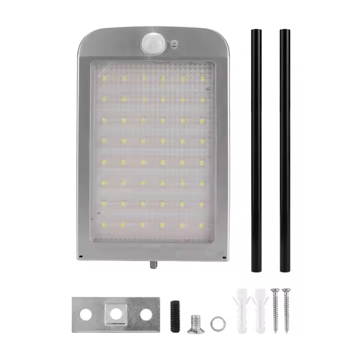 Lámpara de pared con sensor de cuerpo humano y 48 LED con energía solar para jardín y patio - 1