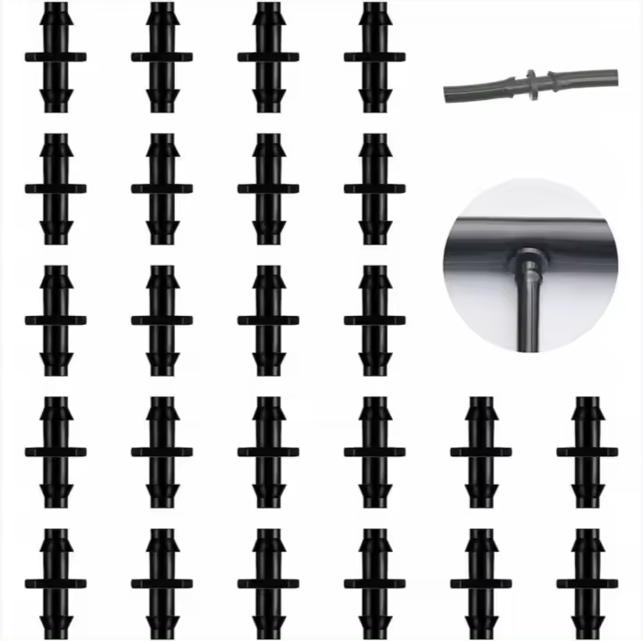Adaptadores de Riego por Goteo de 200 piezas, adaptadores de Riego por Goteo con púas que se adaptan a Tubos de 1/4 de pulgada, juntas rectas de Riego - 1