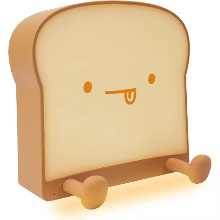 Bonita lámpara de noche LED con forma de pan tostado, recargable y con temporizador, portátil, para mesita de noche de dormitorio - 1