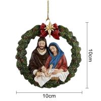 Pendiente De Navidad 3D Hueco Circular Escena De Navidad Adorno De Acrílico Para Interior Decoración De Navidad Y Natividad - details 1