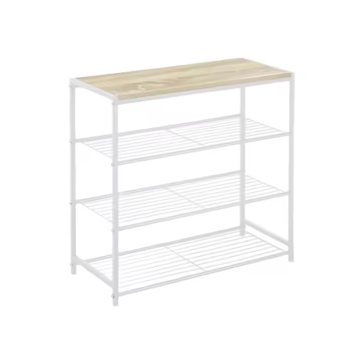 DISTRIBUX Estanteria 4 niveles o 3 Niveles Metal Madera en Blanco Estanteria organizador Cocina Dormitorio Escritorio Zapatero - 1