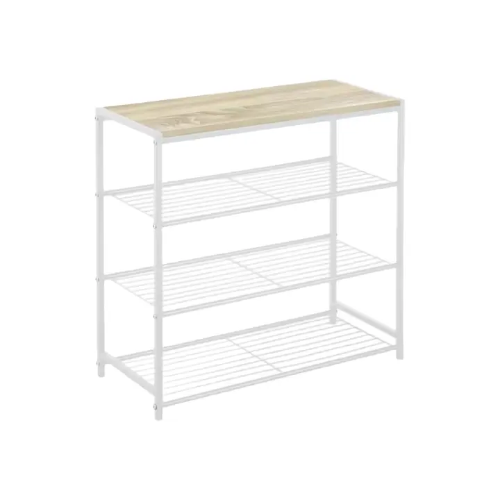 DISTRIBUX Estanteria 4 niveles o 3 Niveles Metal Madera en Blanco Estanteria organizador Cocina Dormitorio Escritorio Zapatero - 1