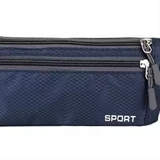 Funcionamiento 3 cremallera paquete de la cintura, cinturón ajustable/correas, hebilla de seguridad, auriculares, impermeable, dinero/documento De bolsillo-Azul marino - 1