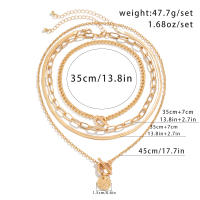 IngeSight.Z Vintage 4pcs/set Collar De Mujer Punk Con Colgante Redondo Y Cadena De Serpiente Cubana Choker De Color Oro Plata - details 4