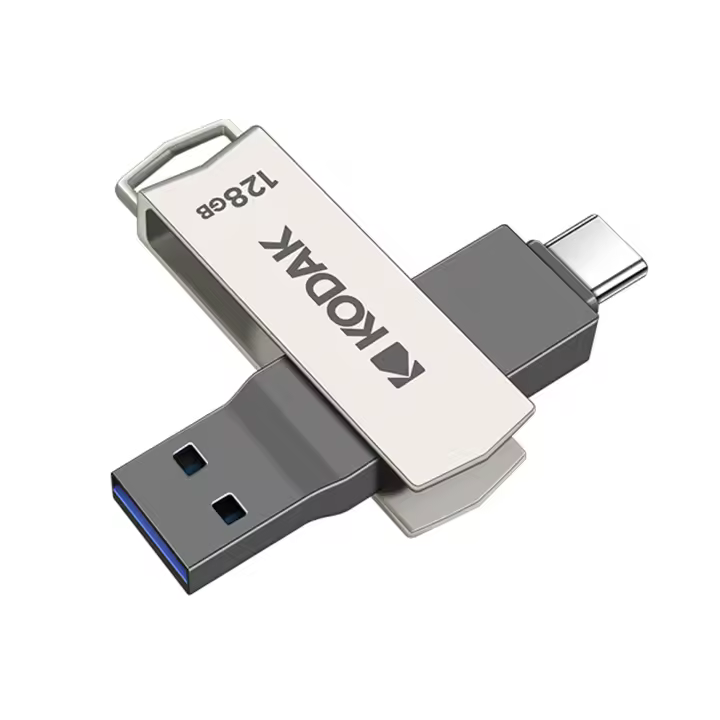 Kodak Tipo C Pendrive USB3.2 De Metal 128GB 64GB 32GB HDD 2 En 1 U-disco Para Llaveros Smartphone Laptop Desktop - 1