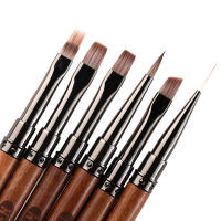 Cepillo De Arte De Uñas Con Mango De Madera Redondo Y Herramientas De Manicura Metálicas Línea De Dibujo Triangular Espátula Plana Para Pintura - details 3