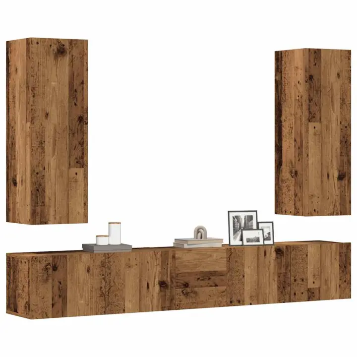 vidaXL Muebles de TV de pared 5 uds madera vieja madera de ingeniería - 1