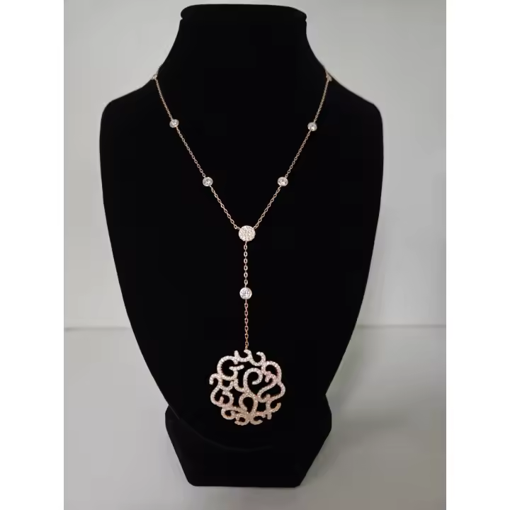 Collar colgante de plata Primera de Ley 925 (oro rosa) - 47cm - PLATA Y CIRCONIOS - LA PLUIE QUI CHANTE PARIS ORIGINAL - 1