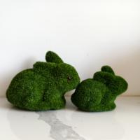 Estatua De Conejo Verde De Pascua Para Jardín Decoración De Fiesta Familiar Figura De Animales Hecha De Fibra Vegetal - details 4