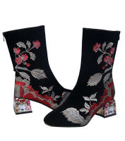 SP Botas de Caballero de Tacón Bajo y medio de tubo de moda de Invierno, Zapatos de viscosa para Mujer, BOTAS de moda de Cabeza Redonda de gran tamaño de PU. - details 6