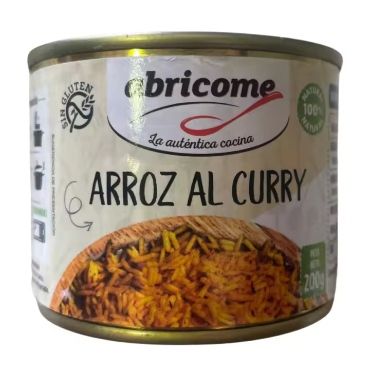 Arroz al curry en lata 200g - Abricome: Delicioso alimento instantáneo y listo para comer - 1