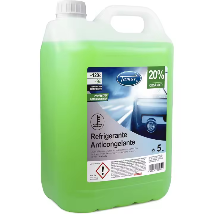 Refrigerante Anticongelante 20% Orgánico 5 Litros - Incrementa Rendimiento - Tamar - 1