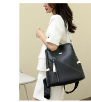 Mochila De Cuero Suave Para Mujer Antirrobo Con Cierre De Cremallera Casual Para Escuela Bolsa De Hombro Sencillo Verano - details 8