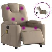 vidaXL Sillón de masaje reclinable eléctrico cuero sintético Negro, Crema, Marrón Sillon Dormitorio Sillon Comodos Silla Relax Sillón Sofá - details 4
