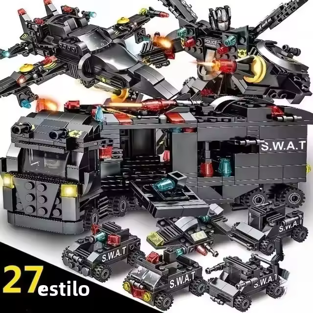 Conjunto De Modelos Militares SWAT Estación De Policía Carcel Y Barco Para Juguete DIY De Bloques De Construcción Unisex - 1