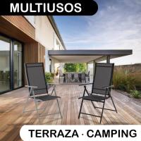 2 sillas Camping jardín y terraza Plegables y reclinables de 7 Posiciones de Acero con Epoxi anticorrosión y textileno Reforzado Negras - details 2