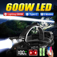 Linterna Frontal LED Recargable 18650 Potencia Máxima 9000000LM Para Pesca Y Camping Luz De Trabajo Profesional Impermeable Con Tres Modos De Iluminación - details 1