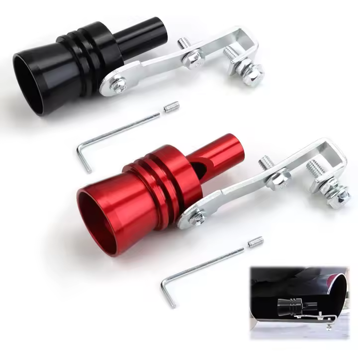 Amplificador de sonido de escape, 2 piezas de silbato turbo de aleación de aluminio para automóvil, XL negro/rojo para accesorios de automóvil SUV y piezas modificadas de automóvil - 1