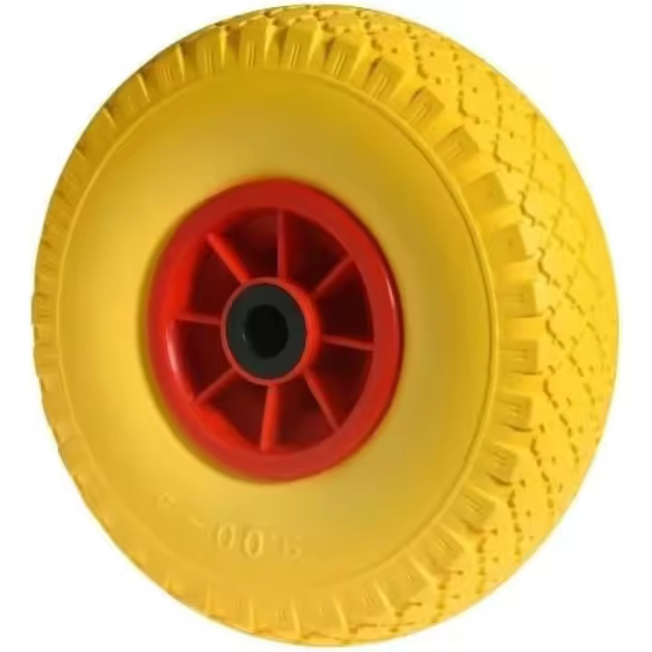 Rueda Maciza Carretilla, Rueda para Carros, 26 cm diámetro, Eje ABS, Grosor 7 cm, Resistente, Duradera, Amarillo -  Keroppa - 1