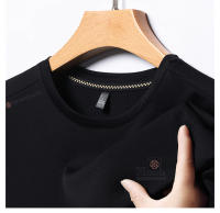 Camiseta De Hombre De Marca Alta Con Estampado De Letras Verano Nuevo Ice Silk Casual O-Neck Sin Costuras Transpirable Para Uso Diario - details 7