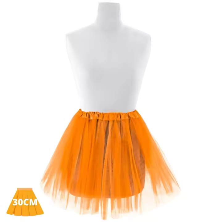 Festëën® Falda elástica naranja - Tutú  Talla adulto (40cm) e infantil (30cm)  Complemento fiesta, carnaval, halloween - Festëën® - 1
