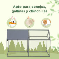 PawHut Jaula para Animales Pequeños Parque para Mascotas de Acero con 1 Puerta Superior y 1 Tela Superior de Anti-UV para Exterior Jardín 198x100x120 cm Plata - details 6