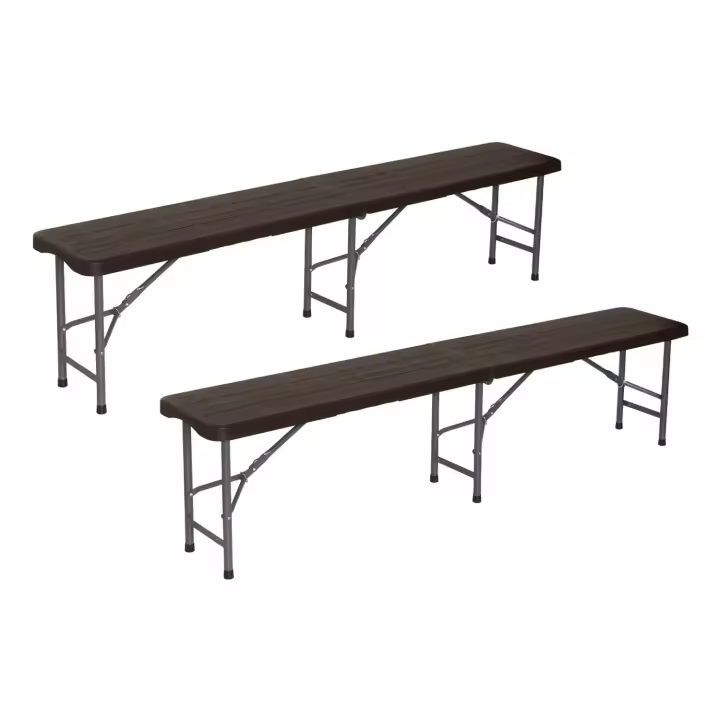 Pack 2 Bancos Plegables Catering Efecto Madera 180x30x43cm Thinia Home - 1