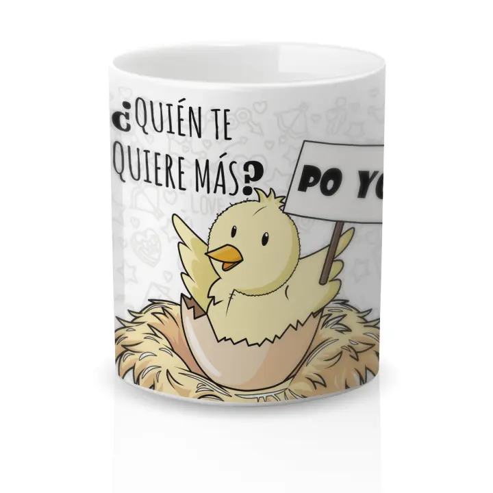 Taza cerámica Regalo Original Amor y Amistad. Resistente 100% al microondas y lavavajillas. Taza con Frase Quien te quiere mas ¡PO YO! - 1