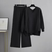 Conjunto De Suéter Y Pantalones Para Mujer HLBCBG Otoño Invierno 2 Piezas Tejido De Cashmere Estilo Casual Oversize V-Neck - details 5