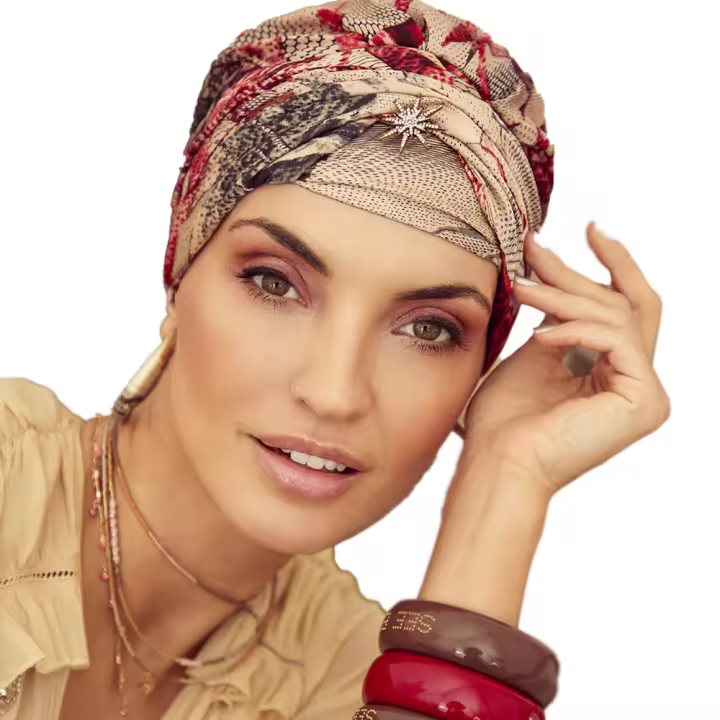 Christine Headwear Sapphire Boho Spirit Turban Flowerpot Red 3026-0784 Turbante - Pañuelo Gorro Oncológico de Diseño para la Cabeza - 1