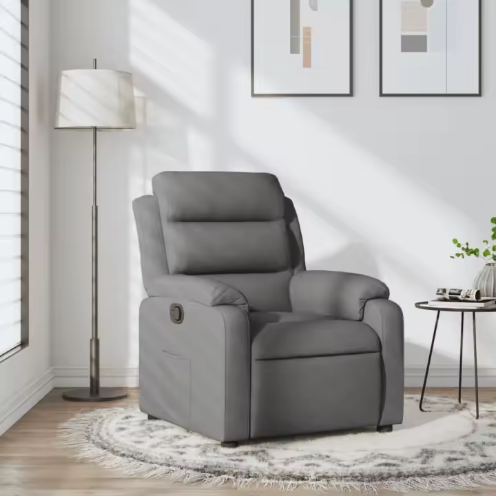 vidaXL Sillón reclinable de tela gris oscuro Empuje manual - 1