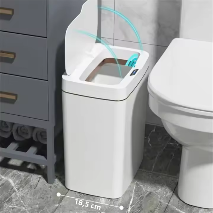 Bandeja De Baño Inteligente Con Sensor Táctil Blanco Ecológica Y Automática Para Botella De Basura Recipiente Doméstico - 1