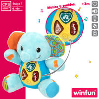 Winfun - Peluche luces y sonidos, juguete musical, interactivos, elefante, con luces de colores, sonidos, voz en español, educativo, sensorial, primera infancia, a partir de 3 meses - details 2