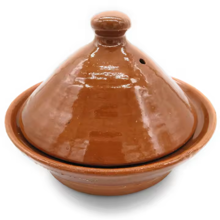 Tajine artesanal de barro refractario, con plato de 20 cm de diámetro color miel - 1
