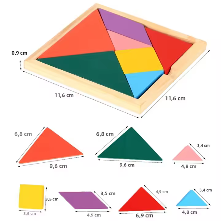 Juguete Educativo Montessori De Bloques De Madera 3D Puzzle De Tangram Jigsaw Colorido Desafío Cerebral Para Niños Y Adultos - 1