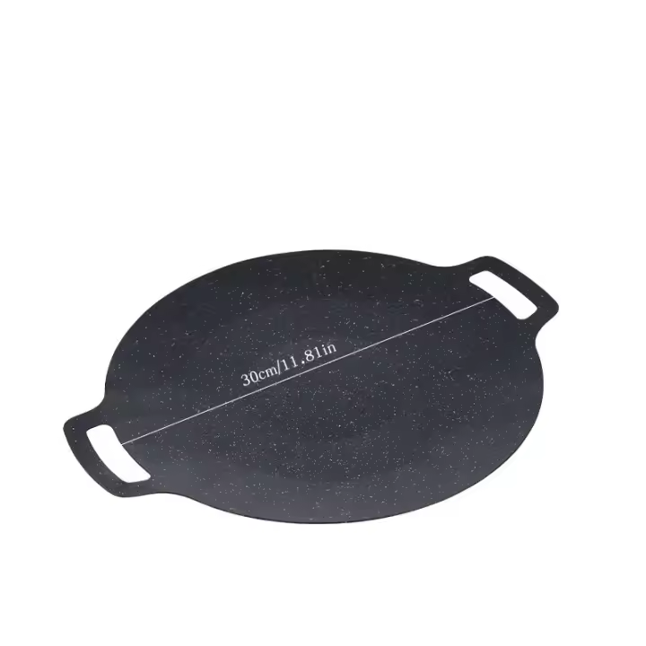 Sartén De Asado Redonda Aluminio No Adherente Para Barbacoa Y Frying Pánuelo De Sartén Para Grill Top Griddle Pan BBQ Al Aire Libre Placa De Barbacoa De Hierro Fundido - 1