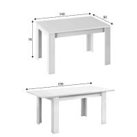 Meimon Mesa de comedor extensible KENDRA en color Blanco Artik, fabricada en tablero de partículas melaminizado TIPO E1 con cantos de PVC, apertura mediante guías metálicas, tacos ABS y cierre metálico; medidas 140-190x90x78 cm - details 3