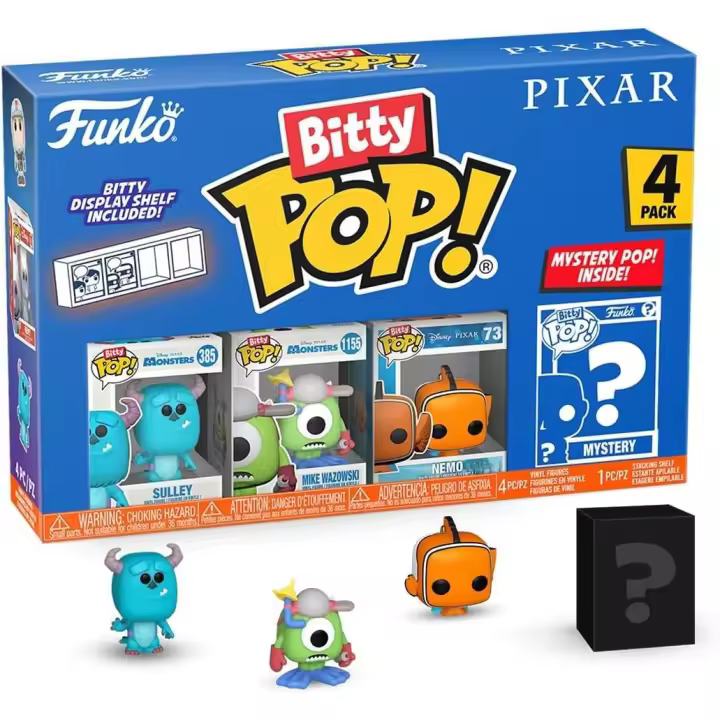 Funko Pack 4 Bitties Bittie  Bitty bittys Funko Pixar Monstruos SA Monsters Inc  Sulley Mike Wazowski Nemo + sorpresa Disney Funko Pop - 1