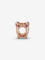 Brillantes-Baño de Oro Rosa de 14 K Pandora - Charm de Corazones entrelazados - details 0
