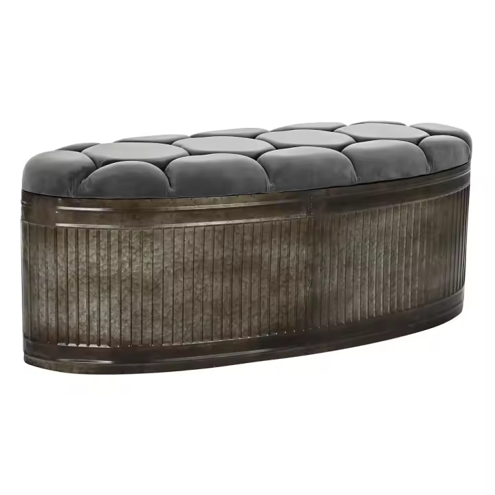 Banqueta DKD Home Decor Gris Metal 117 x 42 x 47 cm - 1