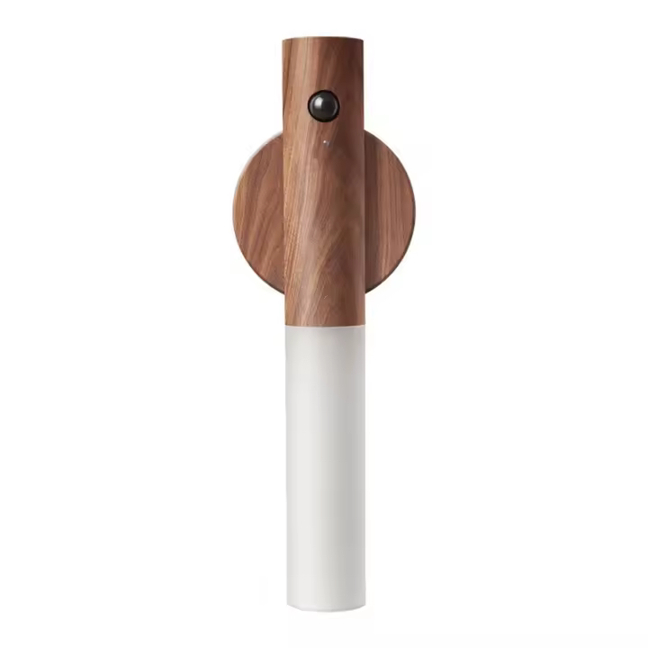 Lámpara de pared LED de Madera, funciona con Pilas, recargable por USB, sensor de Movimiento, Luz Nocturna - 1