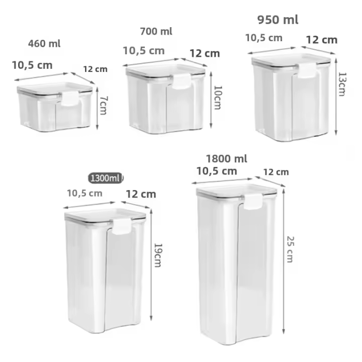Jars De Almacenamiento Para Cocina Grandes Organizador De Granos Y Condimentos a Prueba De Humedad En Plástico Estilo Japonés - 1