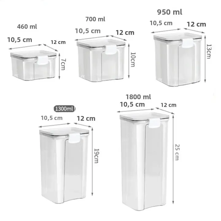 Jars De Almacenamiento Para Cocina Grandes Organizador De Granos Y Condimentos a Prueba De Humedad En Plástico Estilo Japonés - 1
