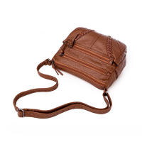 Bolso De Hombro Retro En Color Sólido Para Mujer Bolso Cruzado De Cuero Suave Bolsa De Mano Vintage Con Lining De Poliéster - details 11