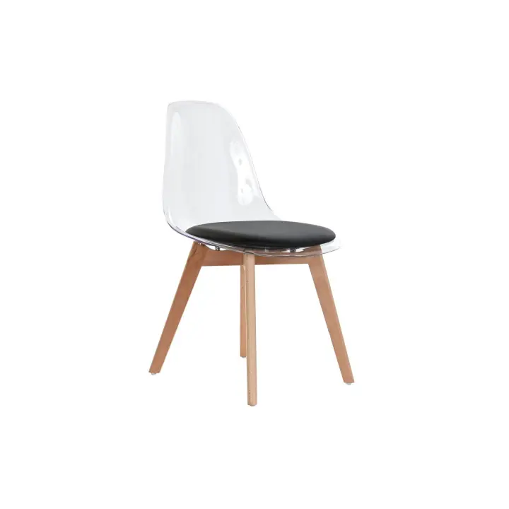 SILLA POLICARBONATO MADERA 54X47X81 TAPIZADO NEGRO FIJALO MB194130 - 1