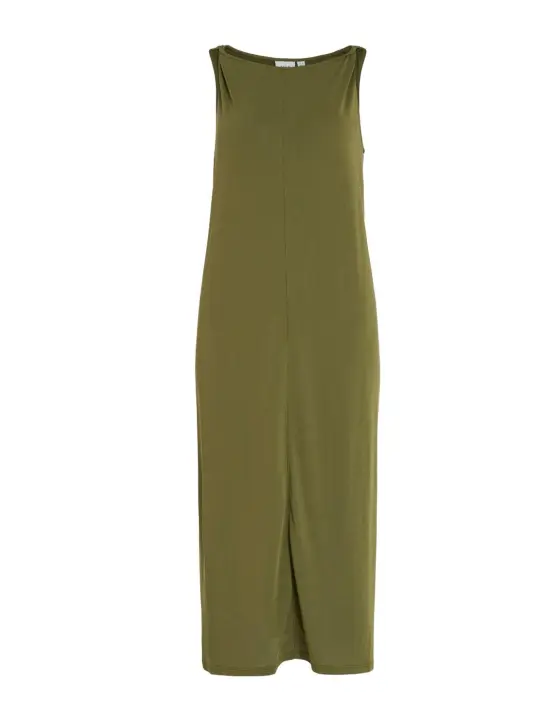 Vestido Vila Madalia midi verde recto manga sisa de mujer - 1